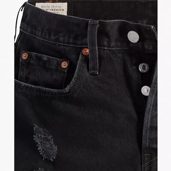 Levi’s Premium 501® Original Fit High Rise Women’s Black Denim Shorts (Size 24) - Picture 4 of 8